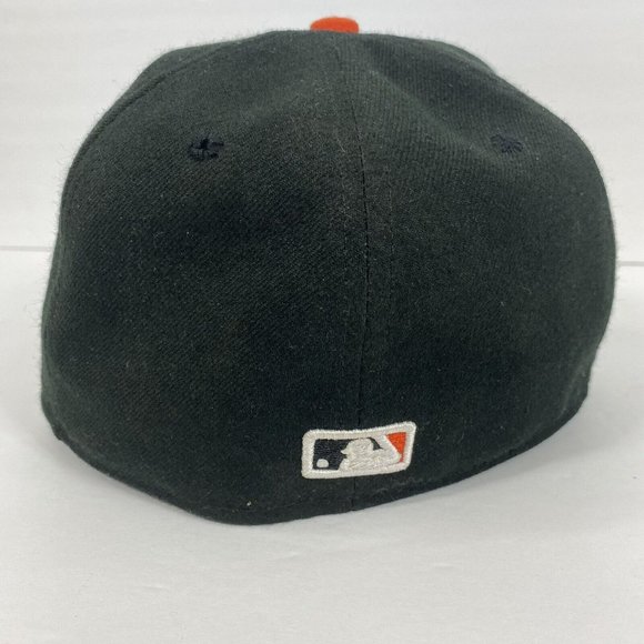 New Era SF Giants Baseball Hat MLB Cap Black Wool Mens size 7 Embroidered Orange - Picture 4 of 10
